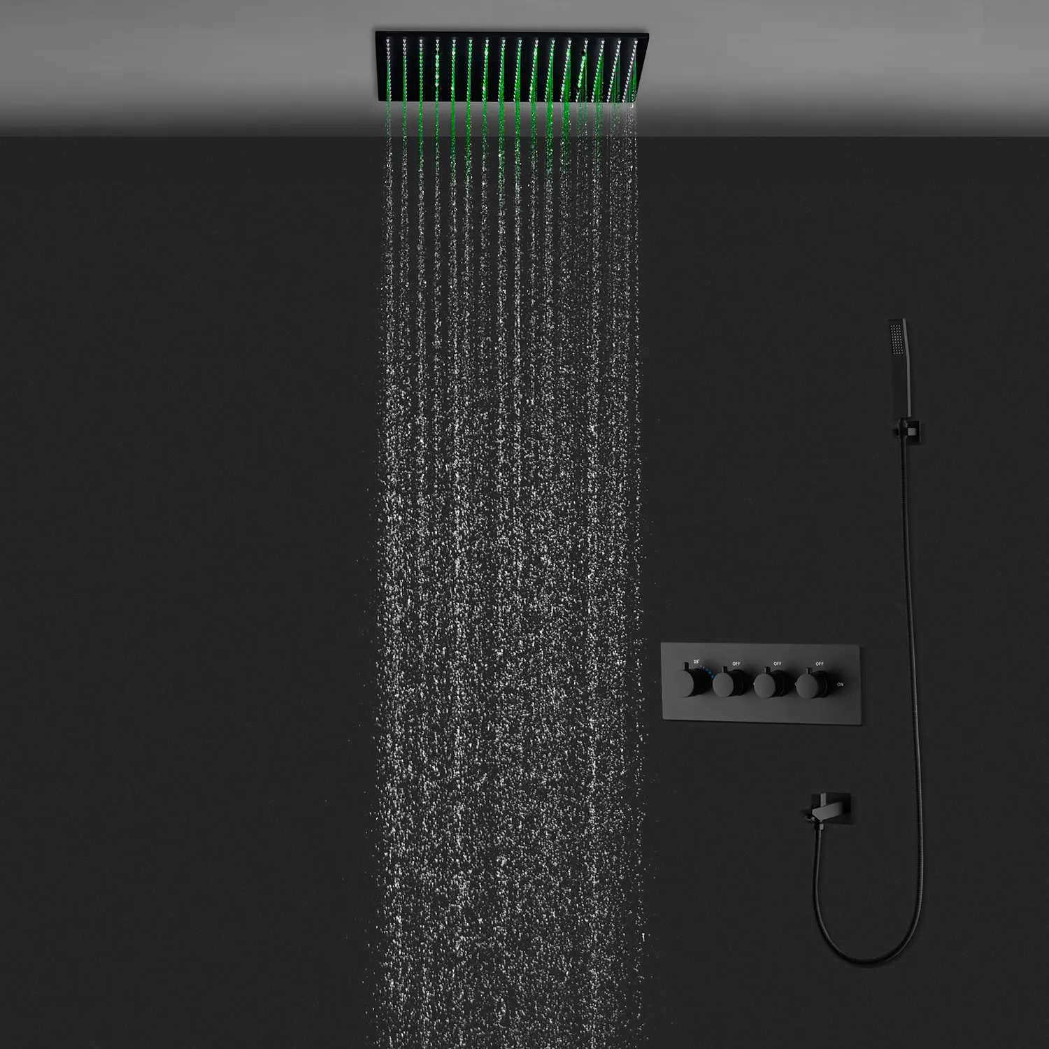 浴室OEMODMステンレス鋼天井カスタマイズシャワーミキサーセット雨霧サーモスタット黒浴室滝シャワー