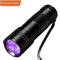 12LED Batería Energía Blacklight Linternas Detector Lámpara 395nm Led Mini Portátil Ultravioleta Antorcha Luz 12led UV Linterna
