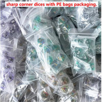 Ensemble de dés polyédriques en résine transparente à bords tranchants, faits à la main, avec inclusions œil d'elfe rouge et blanc, 7 pièces, pour jeux de rôle de table, dans un sac PE