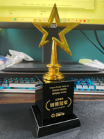 Trophée en métal Star Crystal créatif, impression numérique, logo personnalisé, gravure laser, portable, multi-usage, pour réunion annuelle