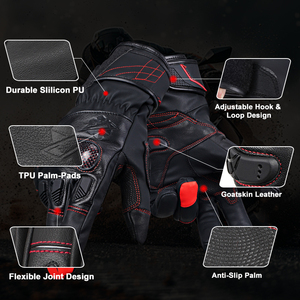 Guantes calefactables recargables de PU Forro de terciopelo acogedor Guantes de montar ajustables impermeables a prueba de viento - Product Image 5