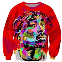 Super Estrela do Rap Cantor Famoso Moletom Tupac 3D Impresso 2Pac Dye Sublimation Plus Size Crewneck Camisola de Transporte Da Gota