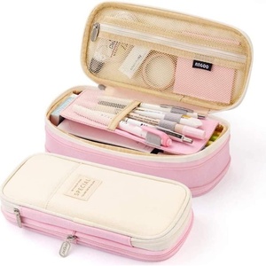 Estuche de Lápices de Lona Retráctil de Gran Capacidad con Doble Cremallera, Diseño Macaron, para la Escuela, Oficinas y Almacenamiento de Papelería - Product Image 6