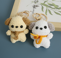 Offre Spéciale Porte-clés Ornement Chien à Grandes Oreilles en Peluche Fait Main au Crochet et Tissé en Fil, Style Dessin Animé