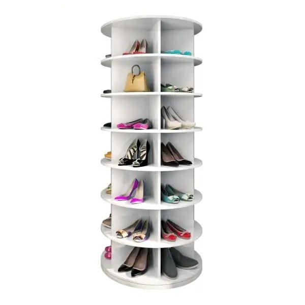 رف عرض الأحذية 360 درجة الدورية خشبية حذاء رف خزانة حذاء حديث رفوف و تقف ميسا