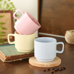 แก้วเซรามิก พอร์ซเลน แก้วกาแฟแบบซ้อนได้ สำหรับใช้ในบ้าน ดีไซน์น่ารัก สีพื้น แก้วน้ำ - Product Image 1