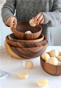 Acácia De Madeira Japonês <span class=keywords><strong>Bowl</strong></span> Set Noodle <span class=keywords><strong>Fruit</strong></span> Soup Salad <span class=keywords><strong>Bowl</strong></span> Talheres com garfo e colher Set - Product Image 5