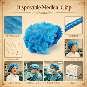 Gorro Médico Desechable de Tela No Tejida con Elástico Simple/Doble Tipo Fuelle y Cubrezapatos No Tejido - Product Image 4