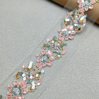 Dentelle brodée à la main avec des perles, garniture en tulle, maille, 4,5-6 cm, perles et paillettes, tissu de dentelle de mariée pour robe de mariée, décoration de vêtements