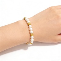 Bracelet en acier inoxydable avec perles naturelles, nouveau design de bracelet