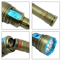 Lampe de plongée puissante à 9 LED, étanche jusqu'à 50 m sous l'eau, lampe de plongée tactique 26650, lampe de plongée en apnée, lampe de pêche sous-marine