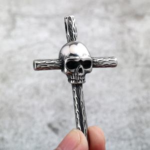Stainless Steel Men's Pendant Skull <b>Cross</b> Necklace Punk Style Daily Wear Fashion Jewelry - Product Image 4