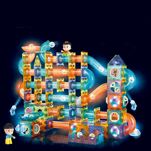 الاطفال التعليمية الجذعية لعب المغناطيسي البلاط مع مصباح ليد الرخام تشغيل المغناطيسي بناء كتل مجموعات الالعاب للأطفال - Product Image 2