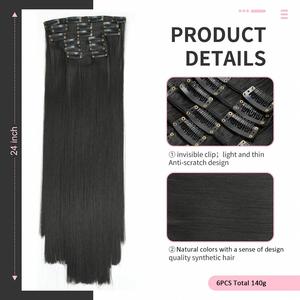 Juego de 6 Extensiones de Cabello con Clip, 24 Pulgadas de Largo, Lisas, Económicas, Extensiones de Cabello Sintético con Clip - Product Image 3