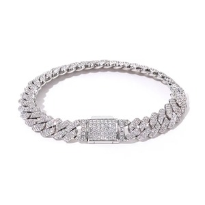 Premium B2B Wholesale VVS Moissanite Two Row Cuban <b>Bracelets</b> S925 Silver Thick Gold Plated Iced Out Hip Hop Jewelry Vendor - Product Image 2