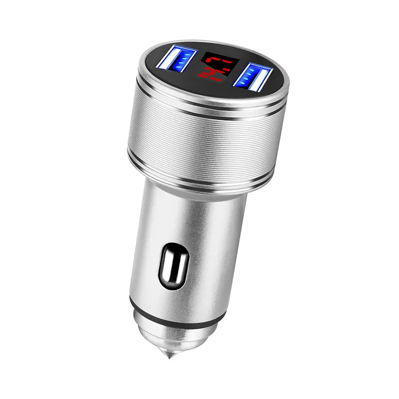 Best Selling Products 2021 In USA Amazon 12V 3.1A Car Charger With LED display Safety Hammer Charger USB Car