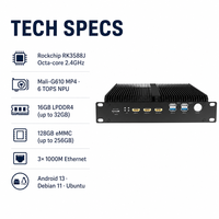 Caja de IA de Borde RK3588 con 6 TOPS NPU, NVR 8K de 32 Canales, 1080P, Entrada/Salida HDMI Dual, Triple Gigabit, Terminal en la Nube, Android 13, Debian 11, POE, RTC