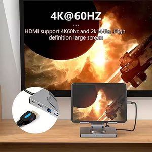 Aluminum Alloy <b>Type</b>-<b>C</b> Bracket Docking Station for Tablet Notebook USB 3.0 <b>Adapter</b> HDMI2.0 Gigabit Port USBHub Docking Stock - Product Image 6