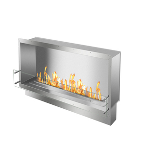 Cheminée électrique à bioéthanol de 60 pouces, sans conduit, transparente, pour mur, avec boîte - Product Image 3