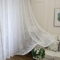 Vente en gros usine : Rideaux transparents haut de gamme brodés de fleurs blanches, panneaux de fenêtre sur mesure pour salon et hôtel