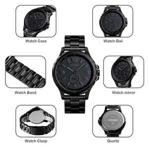 Men's all-black sport <b>watch</b> Minimalist stainless steel wristwatch 24-hour scale dial with small seconds 30M waterproof <b>watch</b> - Product Image 3