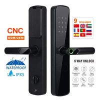 Serrure intelligente numérique WiFi Tuya en alliage d'aluminium avec empreinte biométrique intelligente, écran tactile et clavier, compatible TTlock, pour porte d'entrée