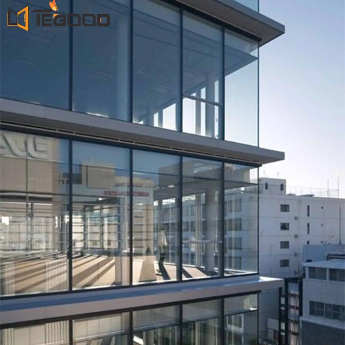 Supply Glass Aluminum Unitized Curtain Wall Tinted Tempered Single Glazing Curtain Wall System