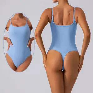 Spring 2024 Thin Adjustable Straps U Back 1 Piece Sexy Unitard Women's Comfort Compression Quick Dry Thong Dance Bodysuit