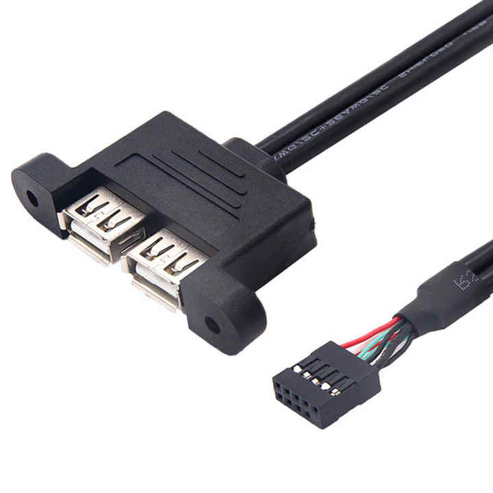 OEM Fixed Motherboard 9-hole to Dual Usb Female Head With Ear Extension Baffle Cable Dupont 9pin to Dual Usb Cable Copper