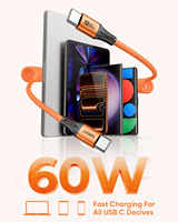 Cable USB C SUNGUY de 60W, Cable de Carga Rápida Retráctil para Teléfono, Laptop, Banco de Energía y Automóvil