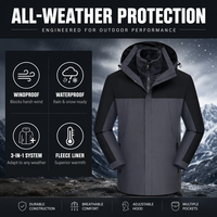 Veste d'hiver unisexe à capuche 3 en 1, imperméable, coupe-vent, doublure thermique, randonnée en raquette, randonnée en sac à dos, golf, pique-nique, camping, tour