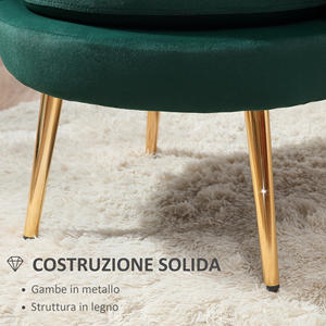 HOMCOM Vintage Design Blue Velvet <b>Armchair</b>, <b>High</b> Back Bedroom Chair 76x67x74cm, Green - Product Image 6