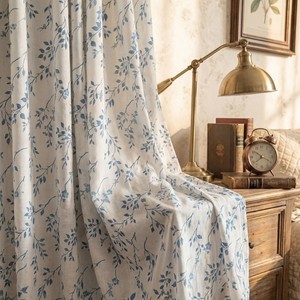 Rideaux à imprimé feuilles de <span class=keywords><strong>chanvre</strong></span>, rideaux semi-transparents de style américain - Product Image 4