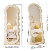 Miroir sur pied en velours Teddy, grand format, irrégulier, en bois, pour décoration intérieure, vente en gros
