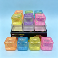 Jouet à presser en forme de glaçon transparent avec paillettes, jouets sensoriels à presser, jouets anti-stress, cubes de glace colorés amusants, balles anti-stress