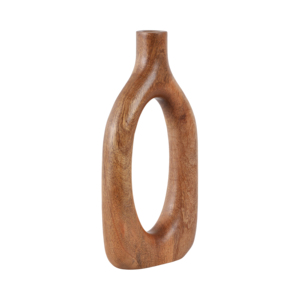 Vaso ovale aperto in legno di mango lucidato per l'arredamento di soggiorno, casa e ufficio - Product Image 3