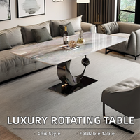 Meubles de salle à manger modernes de luxe table en marbre avec planche de roche panneau de bois d'entrée de base en acier inoxydable titane noir style élégant