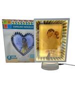 Cadre photo rond en plastique réfléchissant avec effet miroir magique 3D pour la décoration de mariage et cadeau de la Saint-Valentin