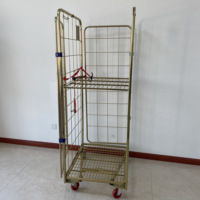 Chariot de stockage de marchandises en acier galvanisé de haute qualité pour entrepôt et supermarché, avec cage roulante en treillis métallique