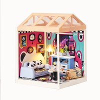 KNOWME W-2513 Kit de maison de poupée miniature DIY Puzzle 3D Jouet éducatif Modèle en plastique en bois dans le style Little Chef God House