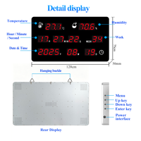 Layar Besar Digital untuk Dinding, Pengukur Suhu dan Kelembapan dengan Tampilan Kalender dan Waktu, Dilengkapi Sensor Alarm, Bodi Aluminium Alloy