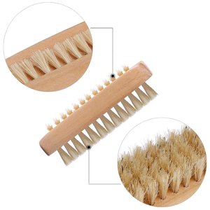 Brosse de nettoyage pour ongles en bois personnalisée, double face, en poils de sanglier, pour le nettoyage et l'élimination de la poussière des ongles, vente en gros - Product Image 4