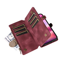 Pochette portefeuille à fermeture éclair étui en cuir à rabat magnétique pour iPhone 13 14 15 Pro 16e blocage des fentes pour cartes étui de téléphone pour iPhone 16