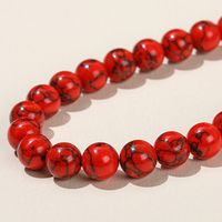 JD GEMS Perles Rondes Semi-Précieuses Naturelles et Synthétiques en Turquoises Rouges 4/6/8/10/12mm Certifiées CNAS pour la Fabrication de Bijoux