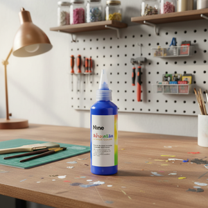 Peintures acryliques neuf couleurs bleues, format 100 ml, pour papier, métal, bois, verre, plastique, béton et plâtre - Product Image 1