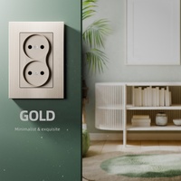 Prise électrique de panneau en aluminium brossé noir gris or Prise de courant à double paroi standard de l'ue Prises Schuko duplex allemandes