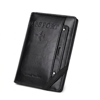 Portefeuille de voyage vintage portable en cuir PU pour passeport, avec plusieurs poches, organiseur, étui amovible pour carte d'identité et documents