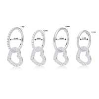 Bijou de piercing corporel en titane ASTM F136 G23, forme cœur, type clicker à charnière, pour boucles d'oreilles, septum, narine, anneaux et créoles