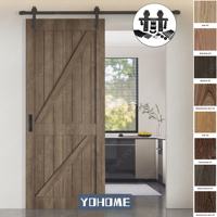 Porte coulissante de style grange en noyer pour chambre à coucher, garantie 5 ans, design moderne, porte en bois massif pour maison