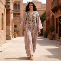 Robes de soirée élégantes pour femmes, Abaya musulmane, broderie en maille, Ramadan, Caftan marocain, Vestidos Largos, Robe longue arabe en polyester, longueur cheville